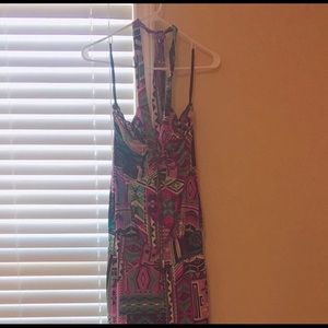 Purple Halter Neck Open Back Maxi Dress